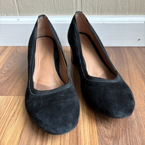 Vionic Suede Natalie Block Tortoise Heel Casual Shoe - Picture 6 of 13